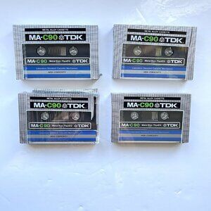 4x VTG TDK MA C90 Cassette Tapes Blank Metal Alloy New Sealed
